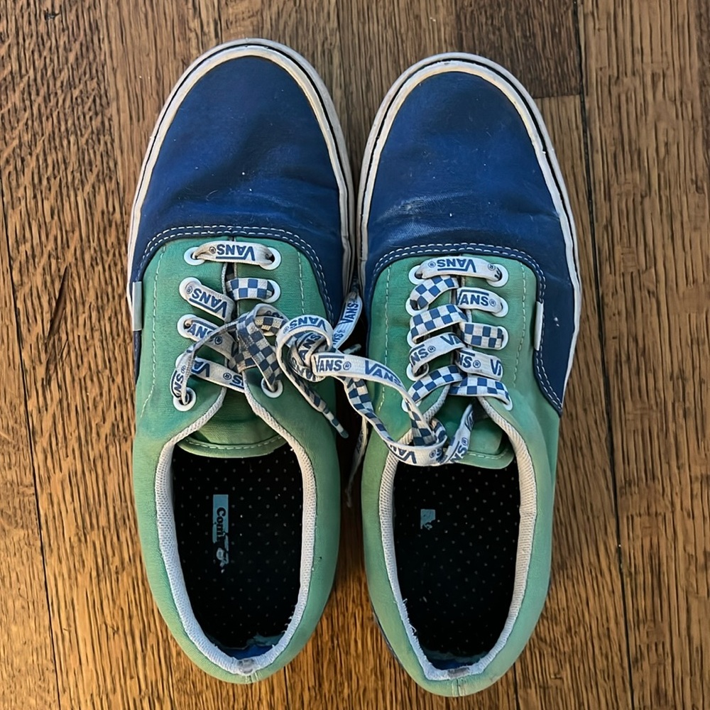 Blue and Green Vans Men's size 9